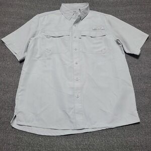 Real Tree Fishing Mens M Lightweight Gray Short Sleeve Button Up Shirt